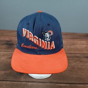 Vintage Virginia Cavaliers Snapback Hat Navy Orange Embroidered Logo NCAA